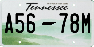 TN license plate A5678M