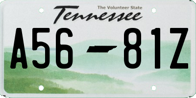 TN license plate A5681Z