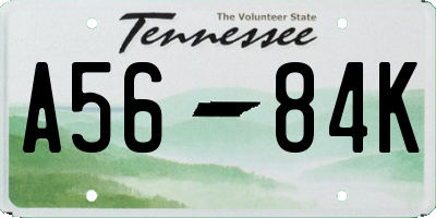 TN license plate A5684K