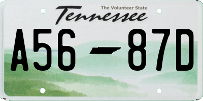 TN license plate A5687D