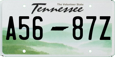 TN license plate A5687Z