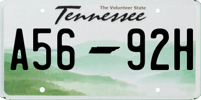 TN license plate A5692H