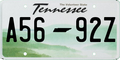 TN license plate A5692Z