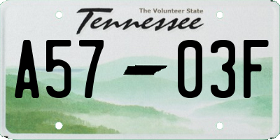 TN license plate A5703F