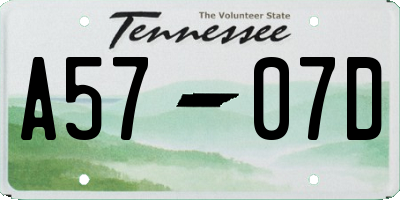 TN license plate A5707D
