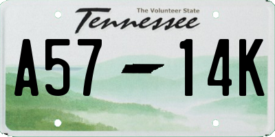 TN license plate A5714K