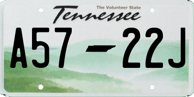 TN license plate A5722J