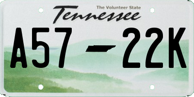 TN license plate A5722K