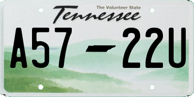 TN license plate A5722U