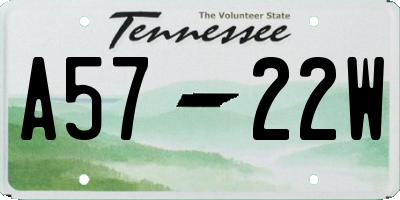 TN license plate A5722W