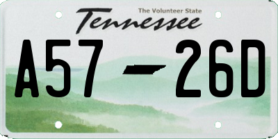 TN license plate A5726D