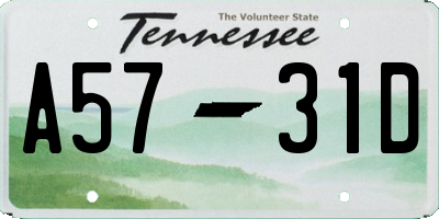 TN license plate A5731D
