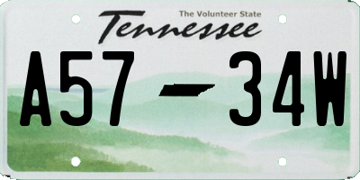 TN license plate A5734W