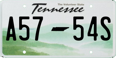 TN license plate A5754S