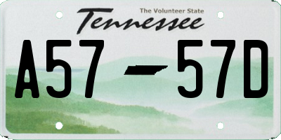 TN license plate A5757D
