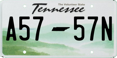 TN license plate A5757N