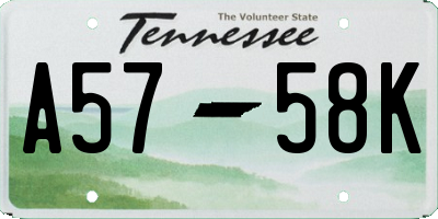 TN license plate A5758K