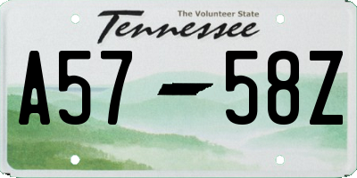 TN license plate A5758Z