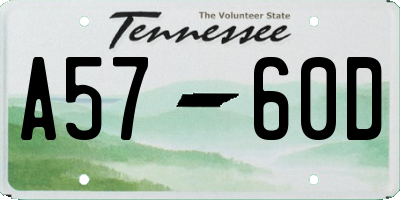 TN license plate A5760D