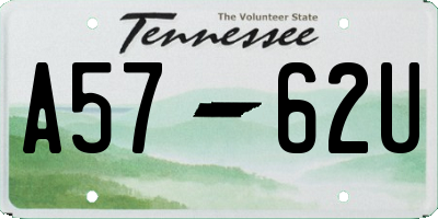 TN license plate A5762U
