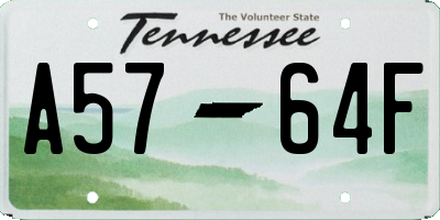 TN license plate A5764F