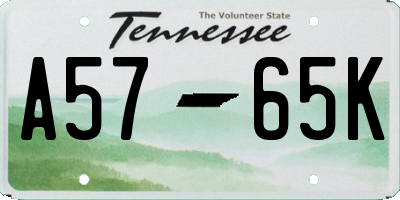TN license plate A5765K