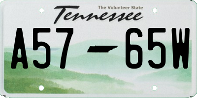 TN license plate A5765W