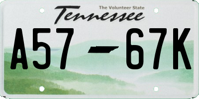 TN license plate A5767K