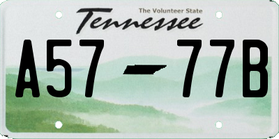TN license plate A5777B