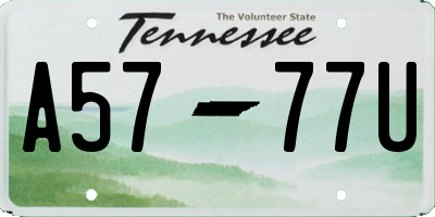 TN license plate A5777U