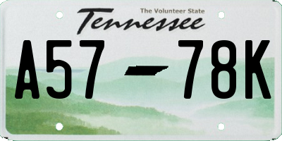 TN license plate A5778K