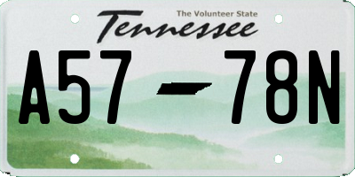TN license plate A5778N