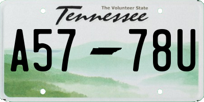 TN license plate A5778U