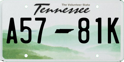 TN license plate A5781K