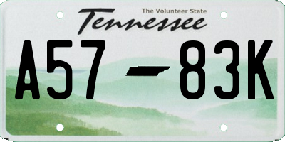TN license plate A5783K