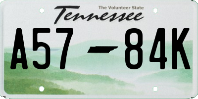 TN license plate A5784K