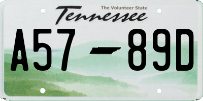 TN license plate A5789D