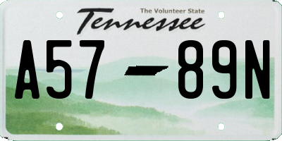 TN license plate A5789N