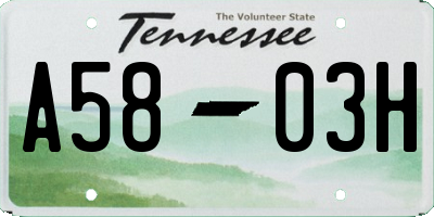 TN license plate A5803H