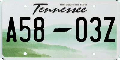 TN license plate A5803Z