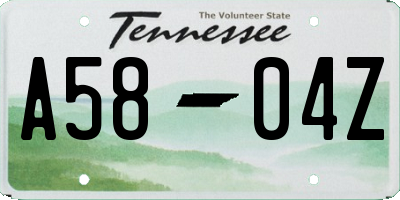 TN license plate A5804Z