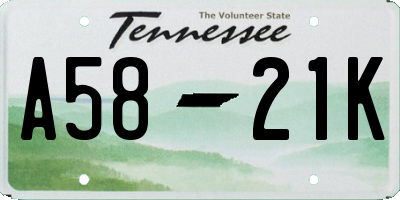 TN license plate A5821K