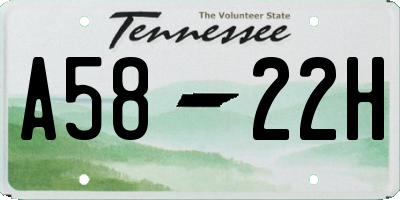 TN license plate A5822H
