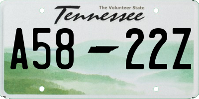 TN license plate A5822Z