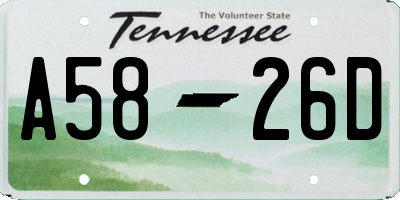 TN license plate A5826D