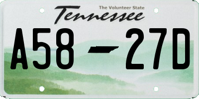 TN license plate A5827D