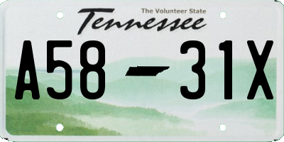 TN license plate A5831X