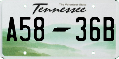 TN license plate A5836B