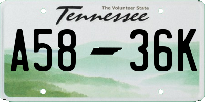 TN license plate A5836K