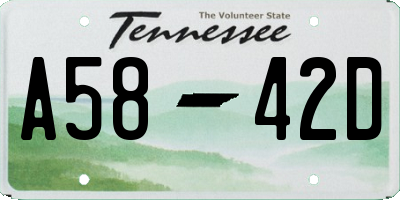 TN license plate A5842D